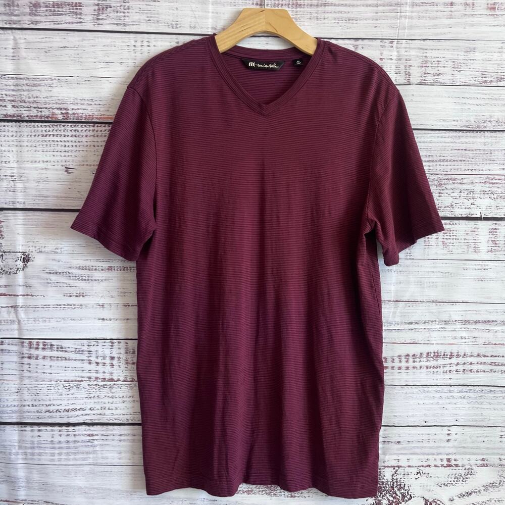 Travis Mathew Trumble V-Neck Shirt Burgundy Size Medium
